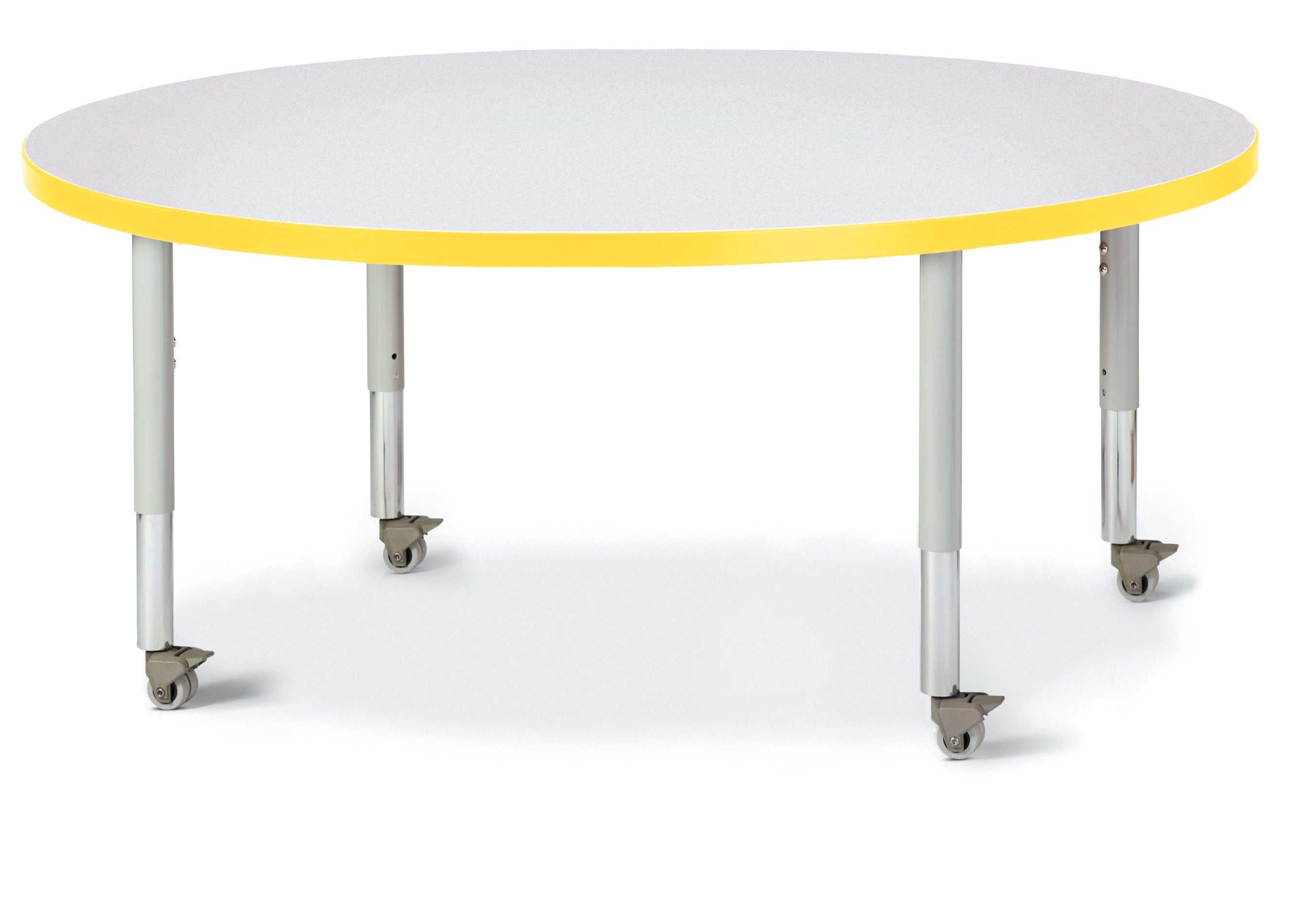 Berries® Round Activity Table - 48" Diameter, Mobile - Freckled Gray/Yellow/Gray