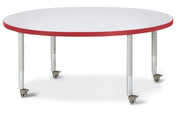 Berries® Round Activity Table - 48" Diameter, Mobile - Freckled Gray/Red/Gray