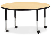 Berries® Round Activity Table - 48" Diameter, Mobile - Maple/Black/Black