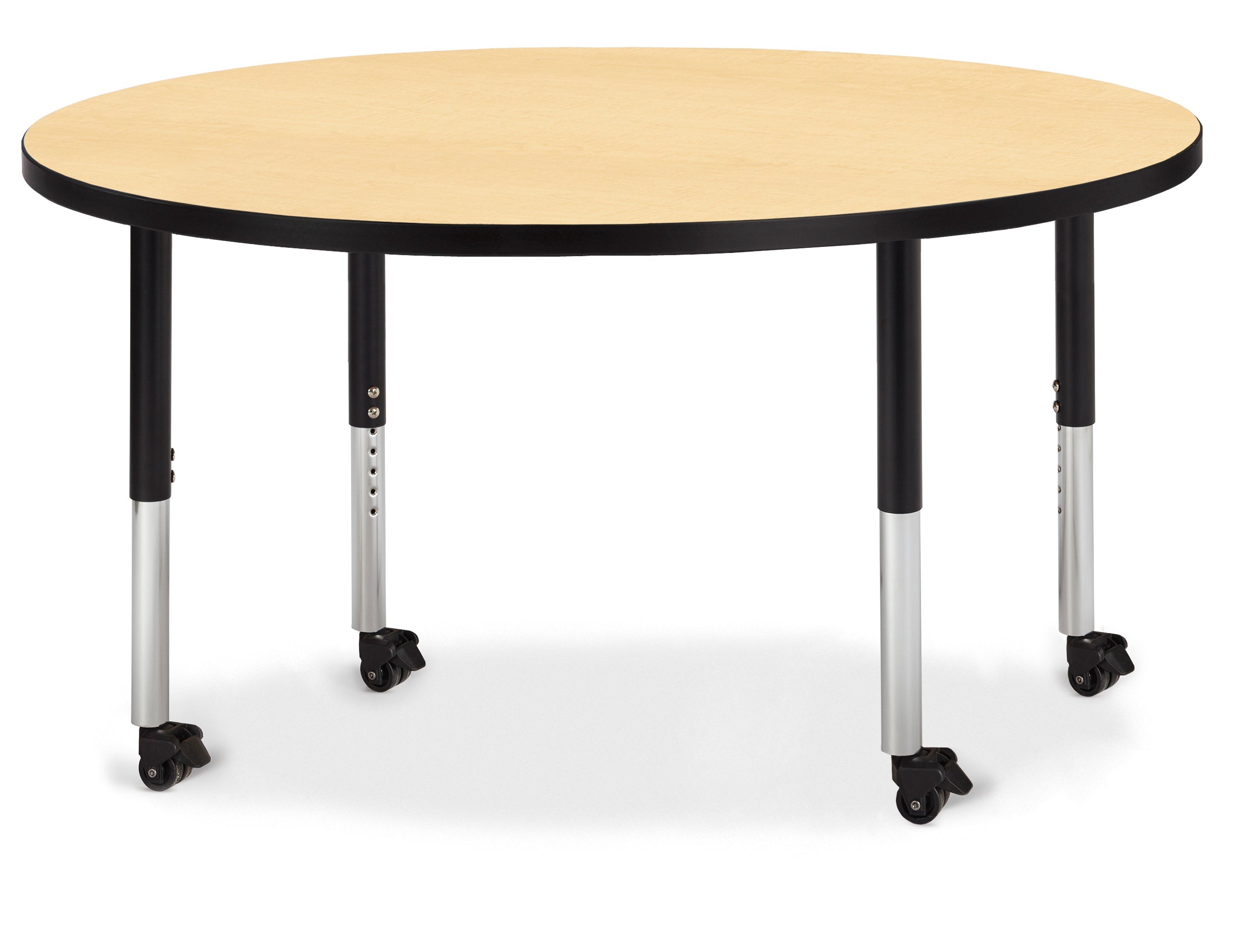 Berries® Round Activity Table - 48" Diameter, Mobile - Maple/Black/Black