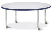 Berries® Round Activity Table - 48" Diameter, Mobile - Freckled Gray/Navy/Gray