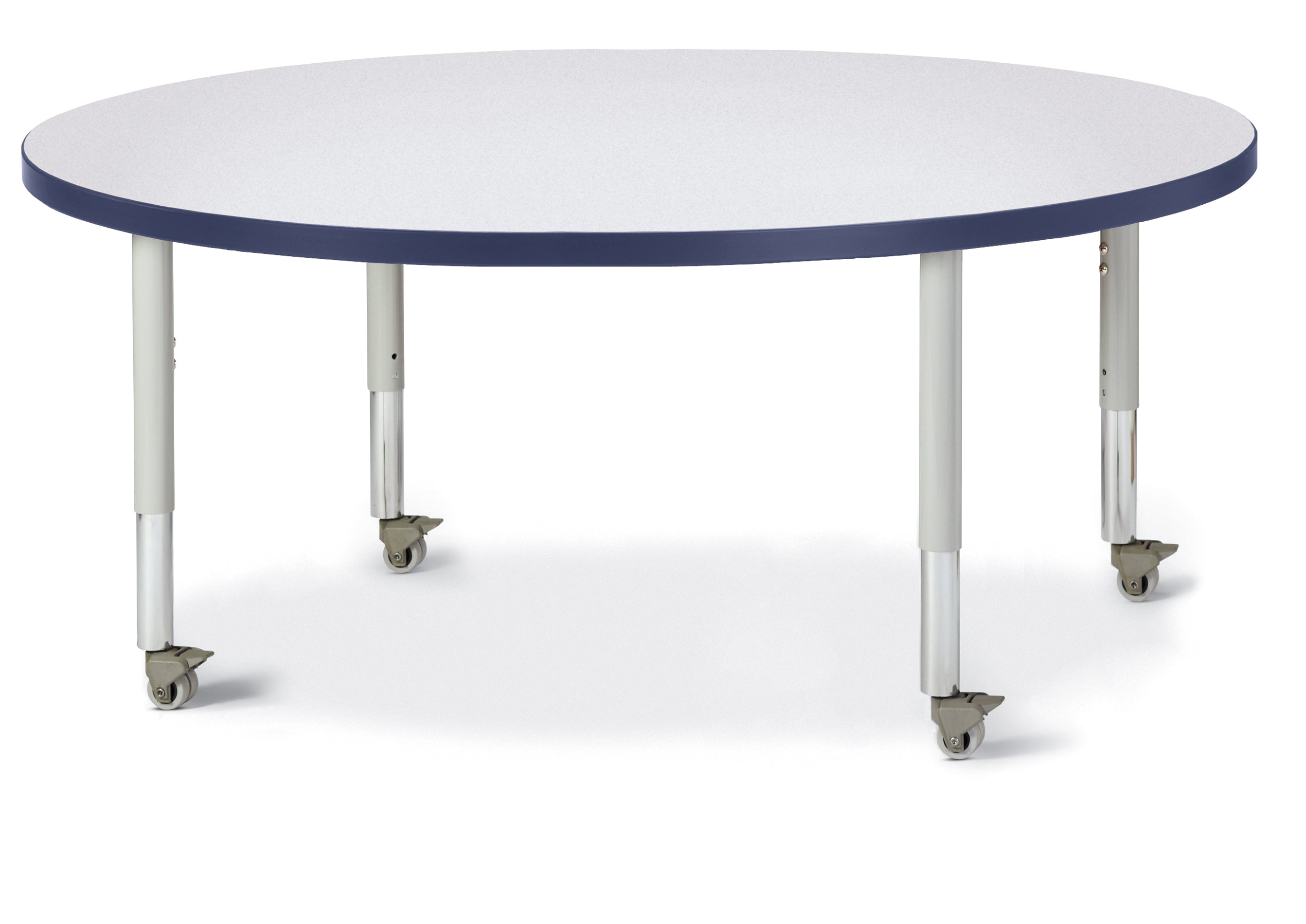 Berries® Round Activity Table - 48" Diameter, Mobile - Freckled Gray/Navy/Gray