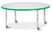 Berries® Round Activity Table - 48" Diameter, Mobile - Freckled Gray/Green/Gray