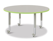Berries® Round Activity Table - 48" Diameter, Mobile -Gray/Key Lime/Gray
