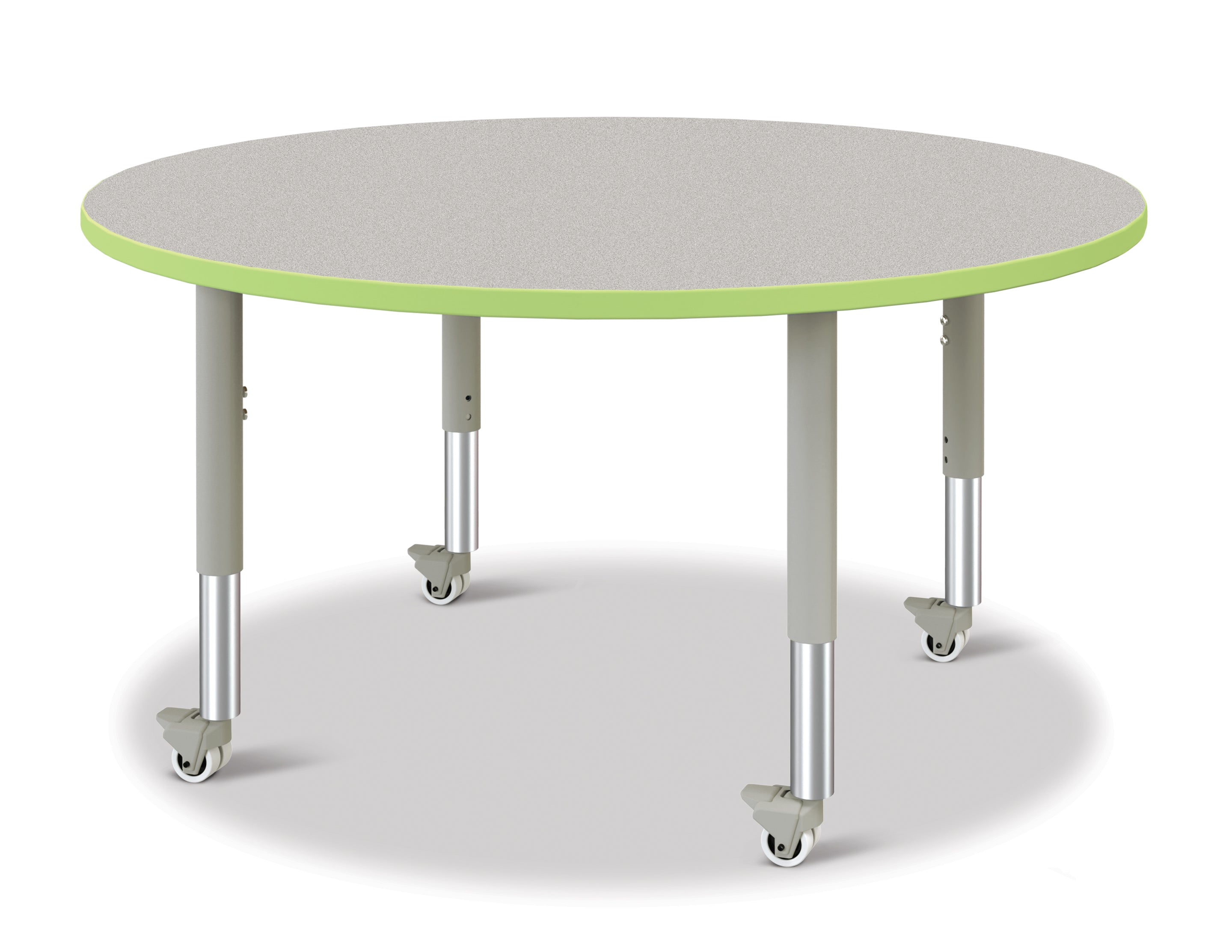 Berries® Round Activity Table - 48" Diameter, Mobile -Gray/Key Lime/Gray