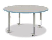 Berries® Round Activity Table - 48" Diameter, Mobile - Freckled Gray/Coastal Blue/Gray