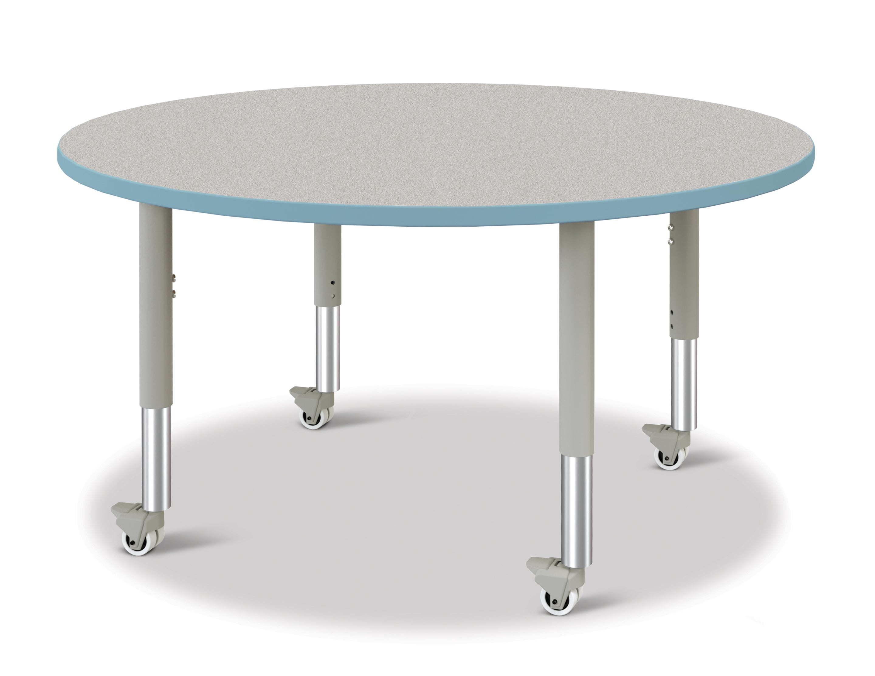 Berries® Round Activity Table - 48" Diameter, Mobile - Freckled Gray/Coastal Blue/Gray