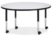 Berries® Round Activity Table - 48" Diameter, Mobile - Freckled Gray/Black/Black
