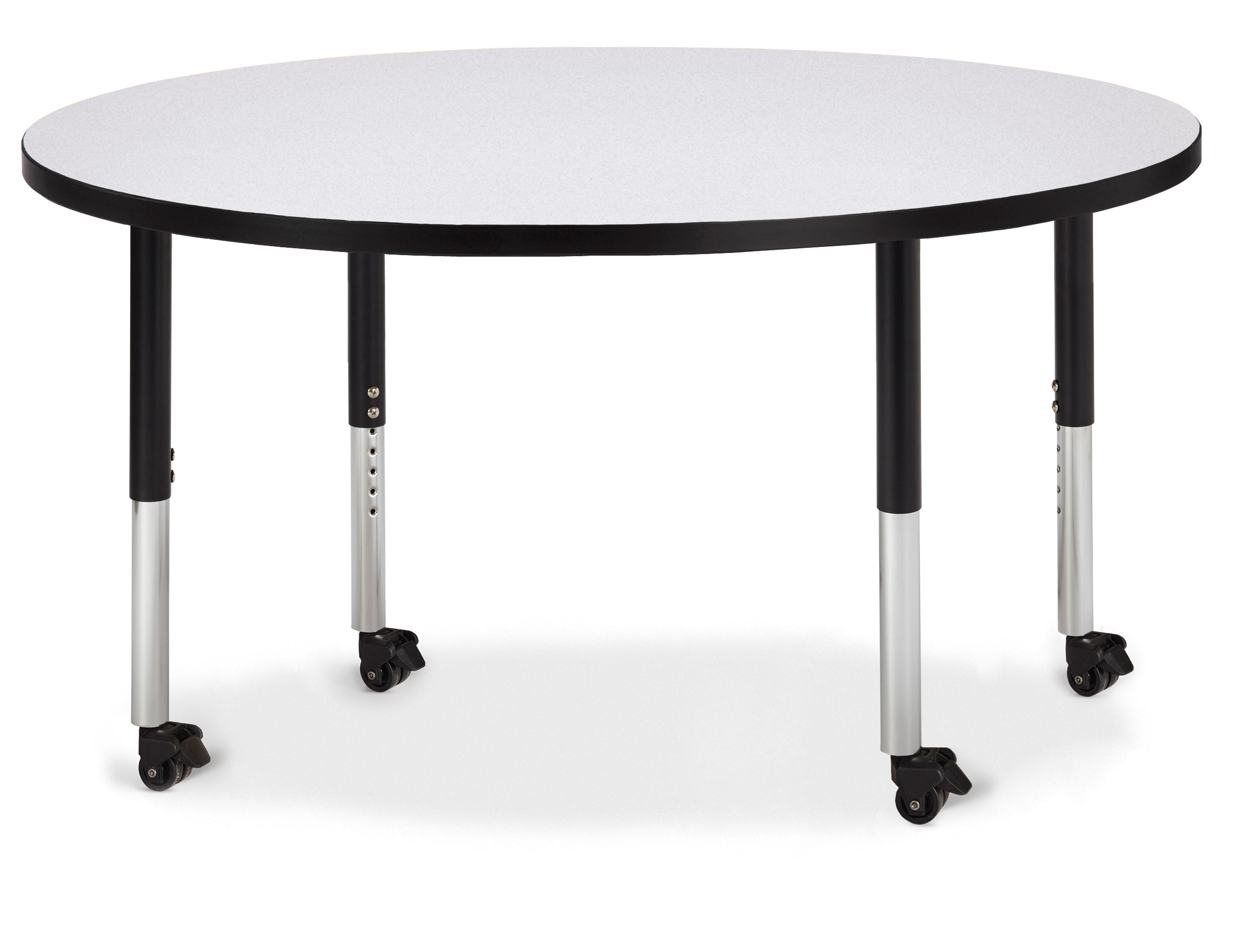 Berries® Round Activity Table - 48" Diameter, Mobile - Freckled Gray/Black/Black