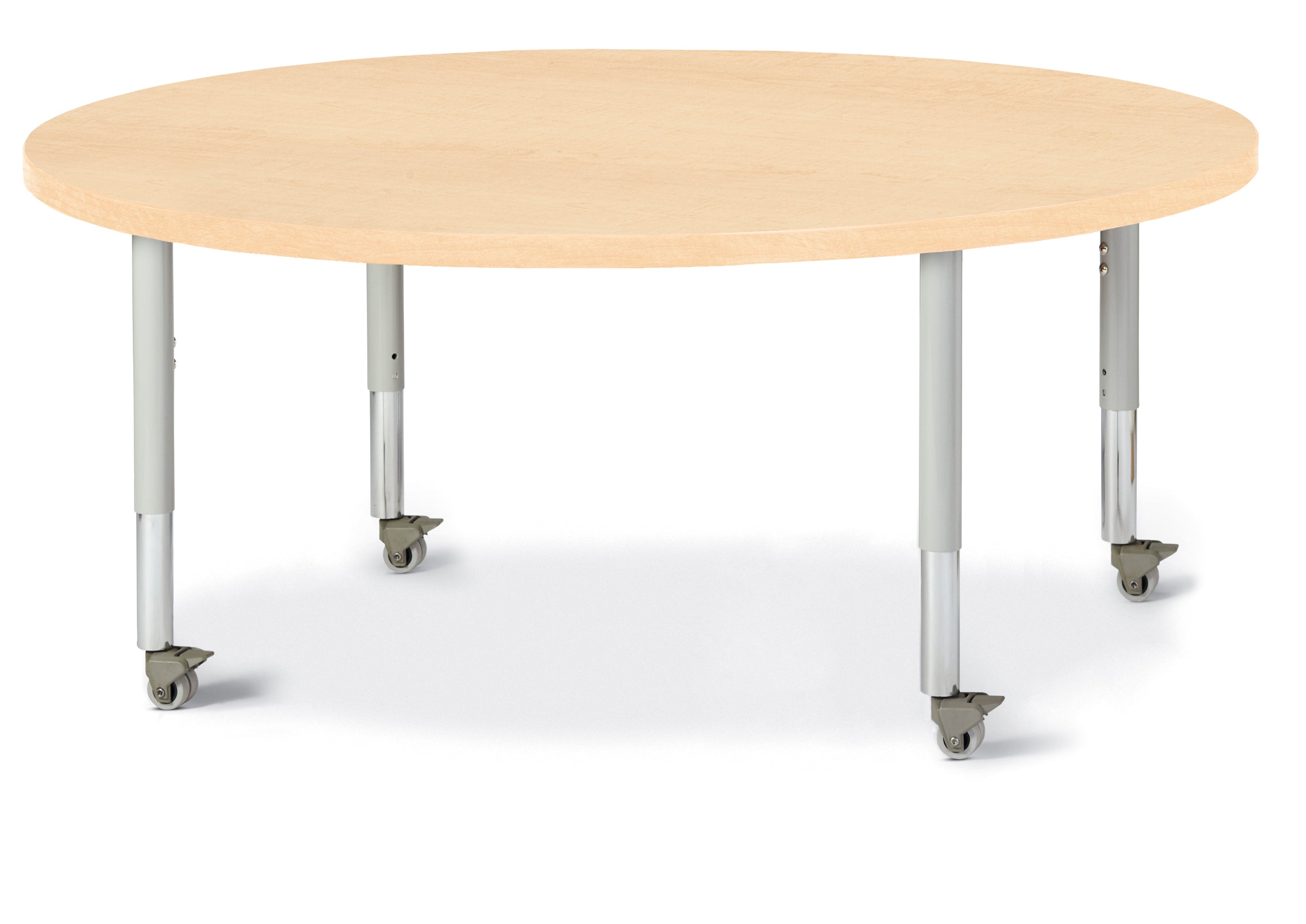 Berries® Round Activity Table - 48" Diameter, Mobile - Maple/Maple/Gray