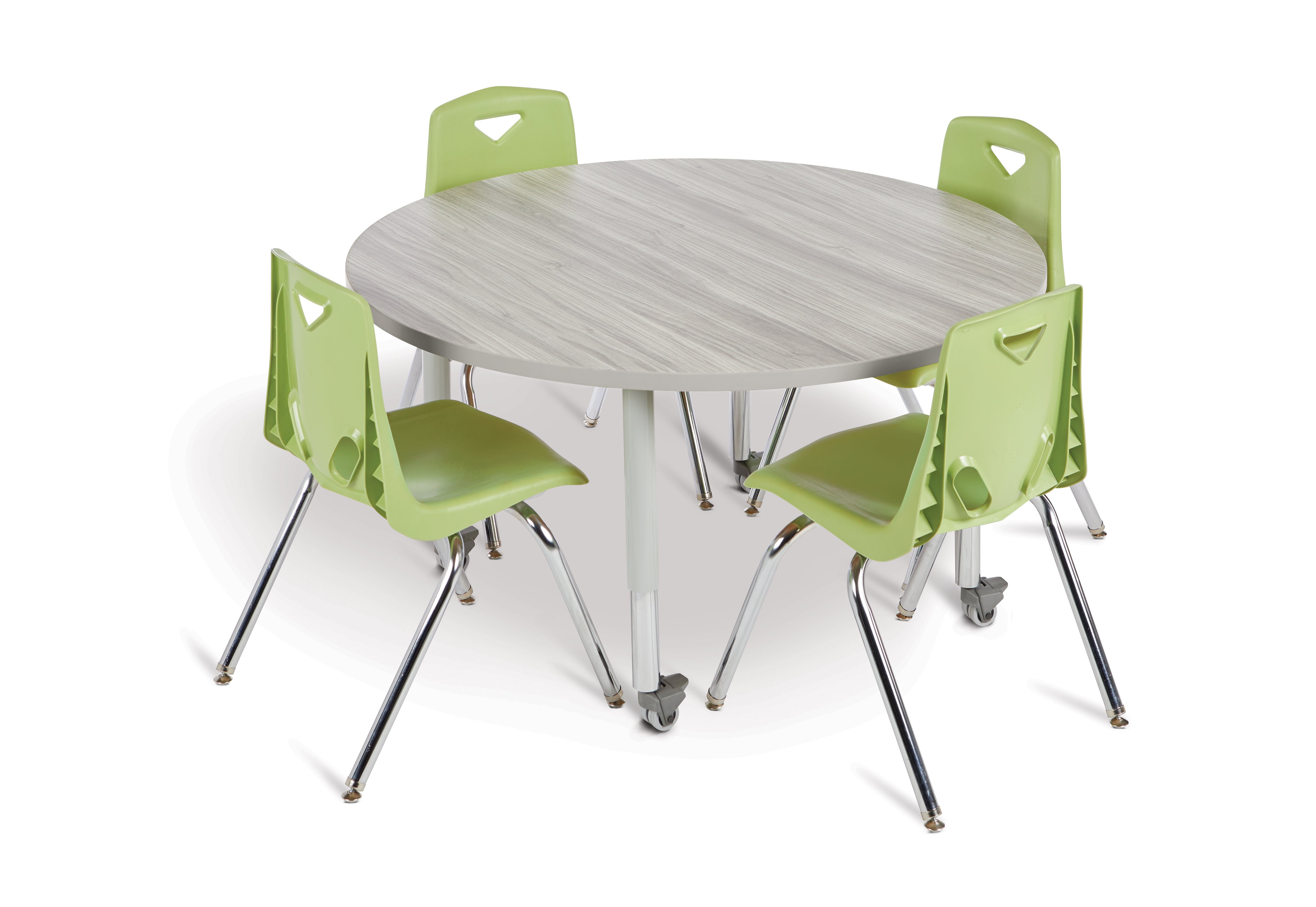 Berries® Round Activity Table - 42" Diameter, Mobile - Driftwood Gray/Gray/Gray