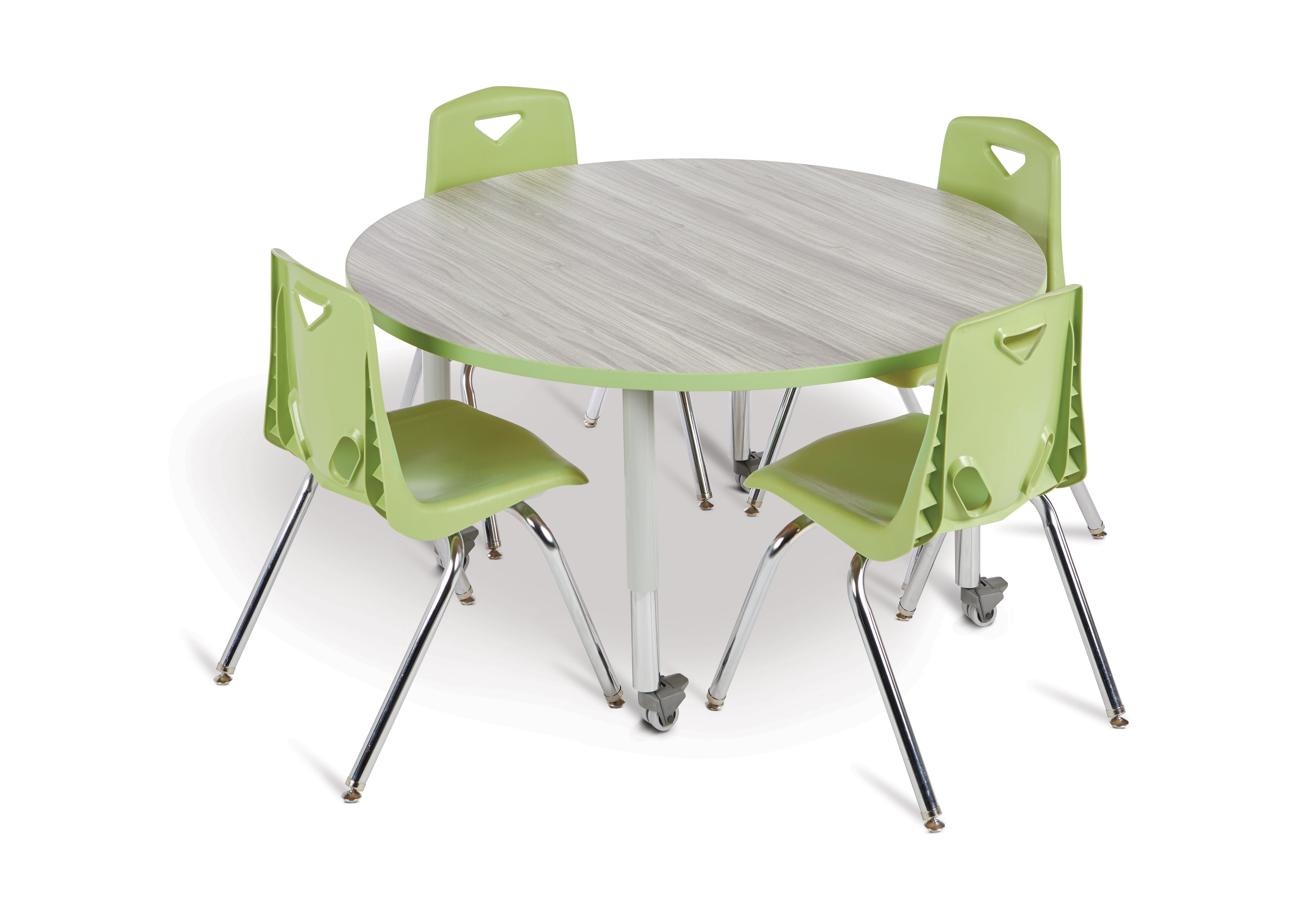 Berries® Round Activity Table - 42" Diameter, A-height - Driftwood Gray/Key Lime/Gray