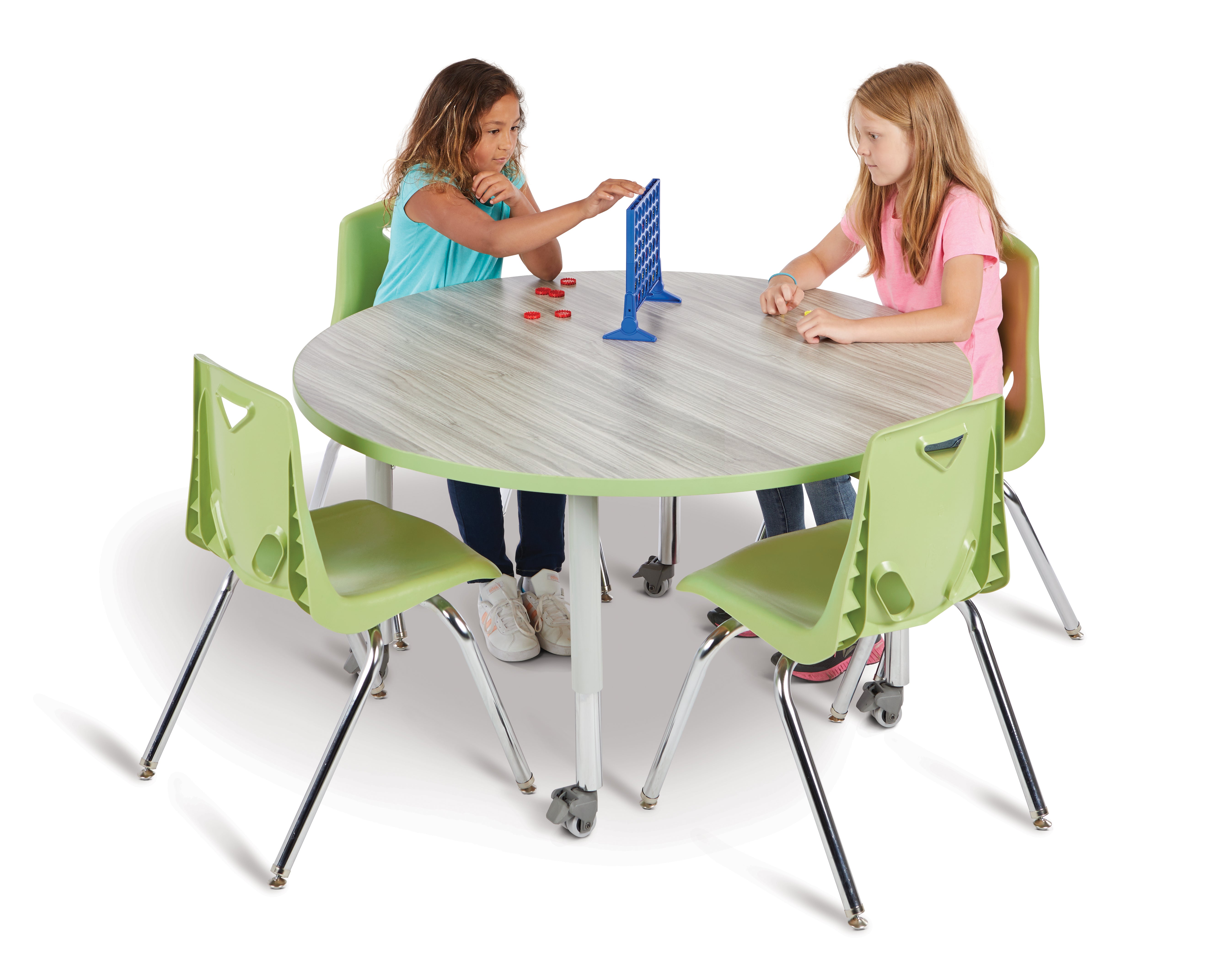 Berries® Round Activity Table - 36" Diameter, A-height - Driftwood Gray/Key Lime/Gray