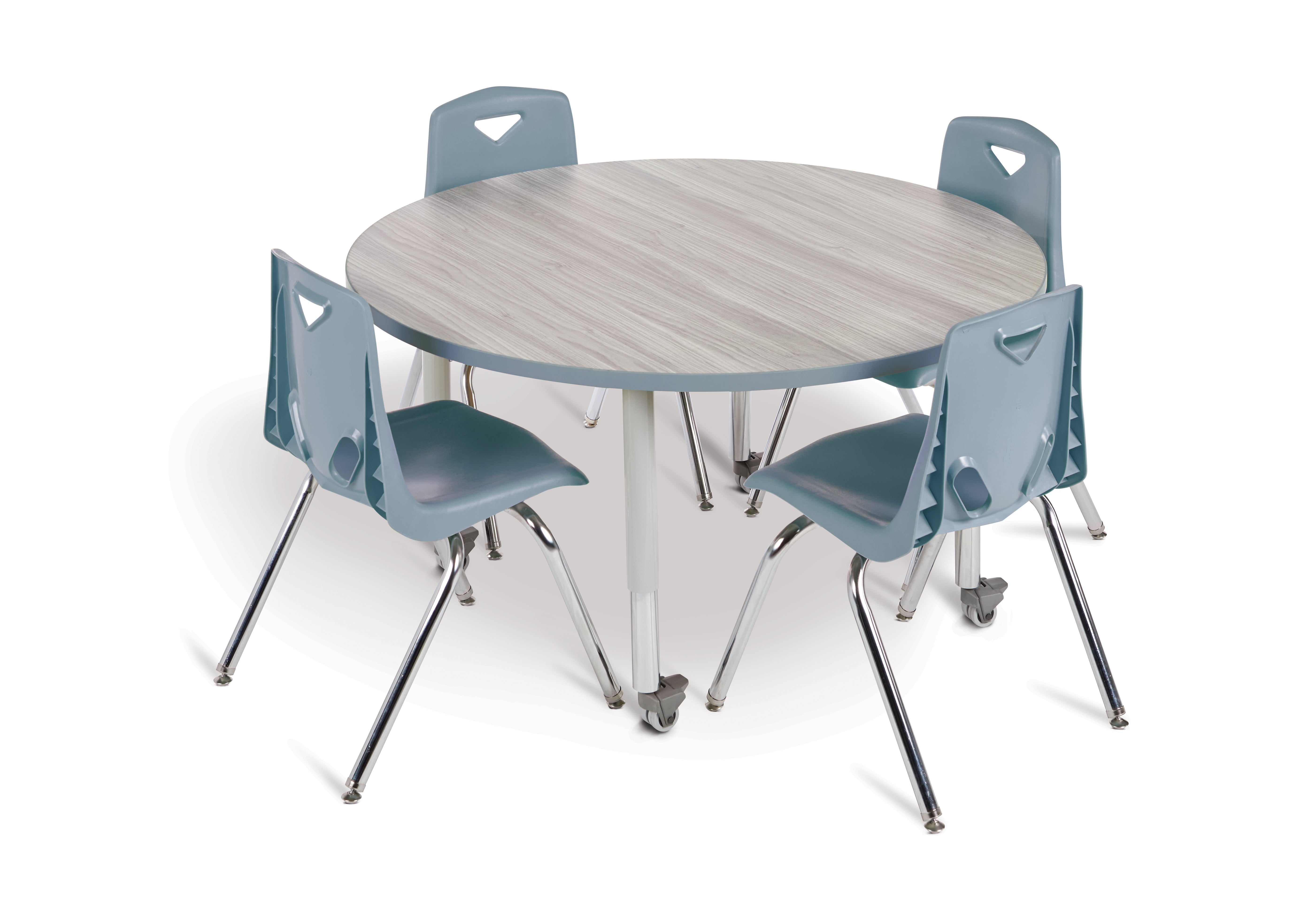 Berries® Round Activity Table - 42" Diameter, A-height - Driftwood Gray/Coastal Blue/Gray
