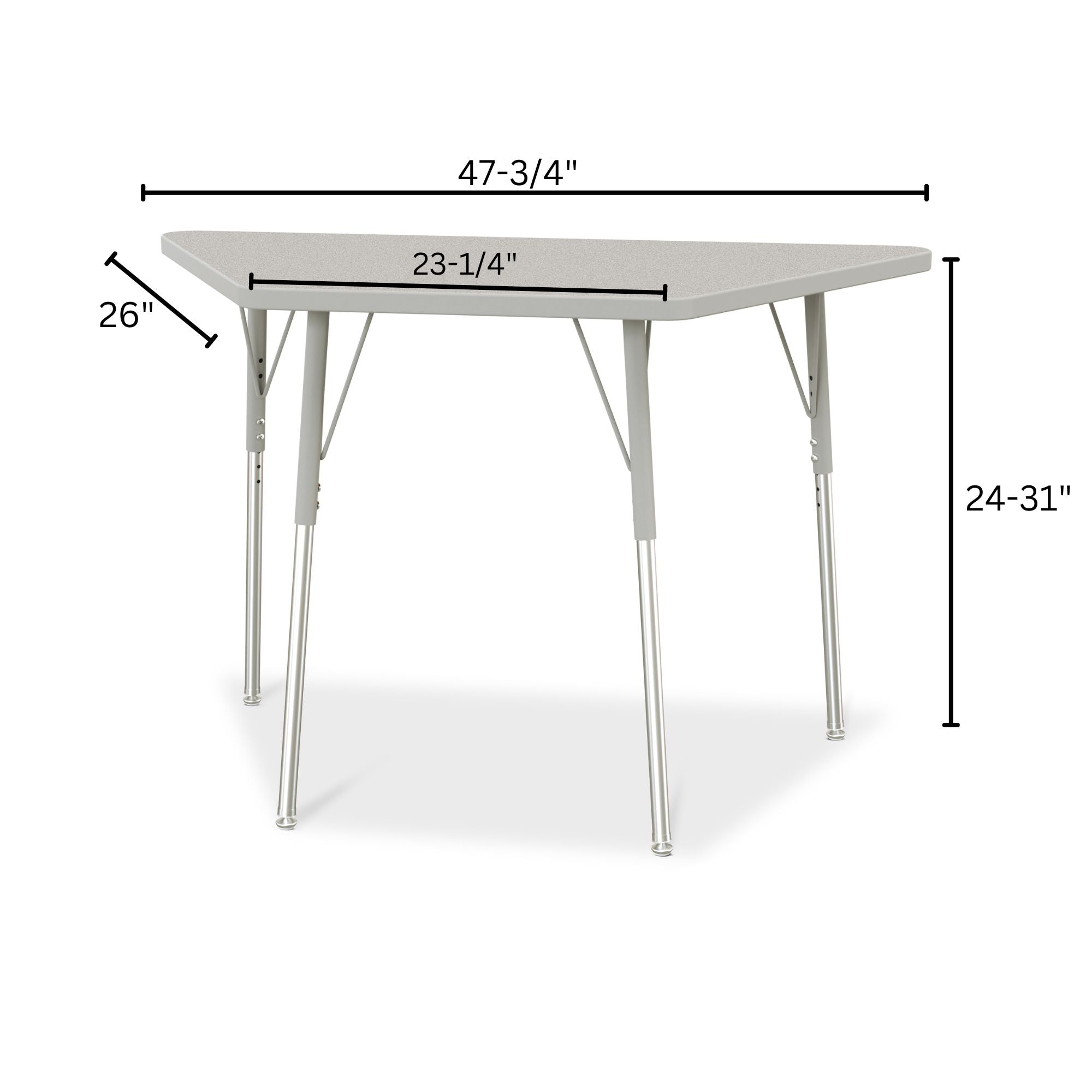 Berries® Trapezoid Activity Tables - 24" X 48", A-height - Freckled Gray/Gray/Gray