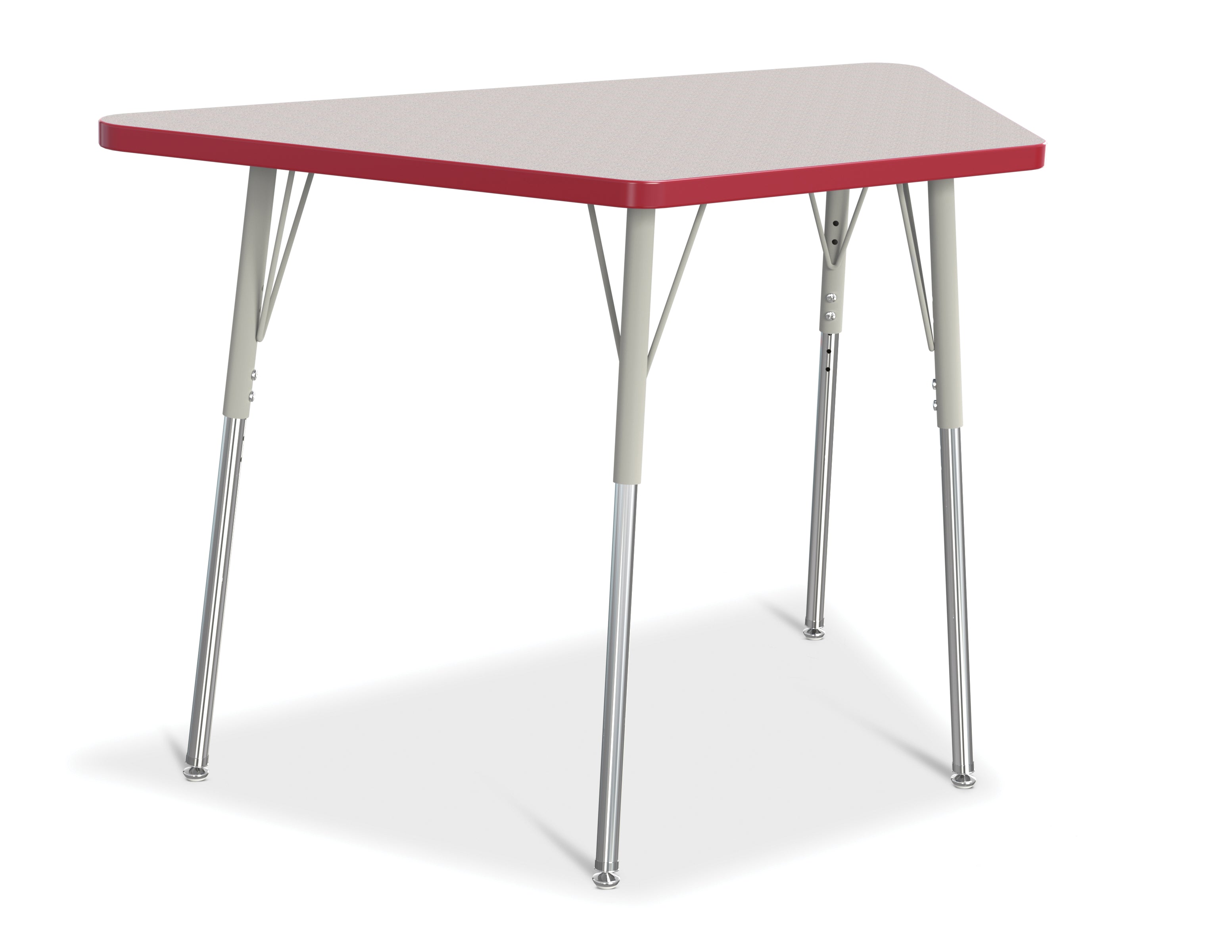 Berries® Trapezoid Activity Tables - 24" X 48", A-height - Freckled Gray/Red/Gray