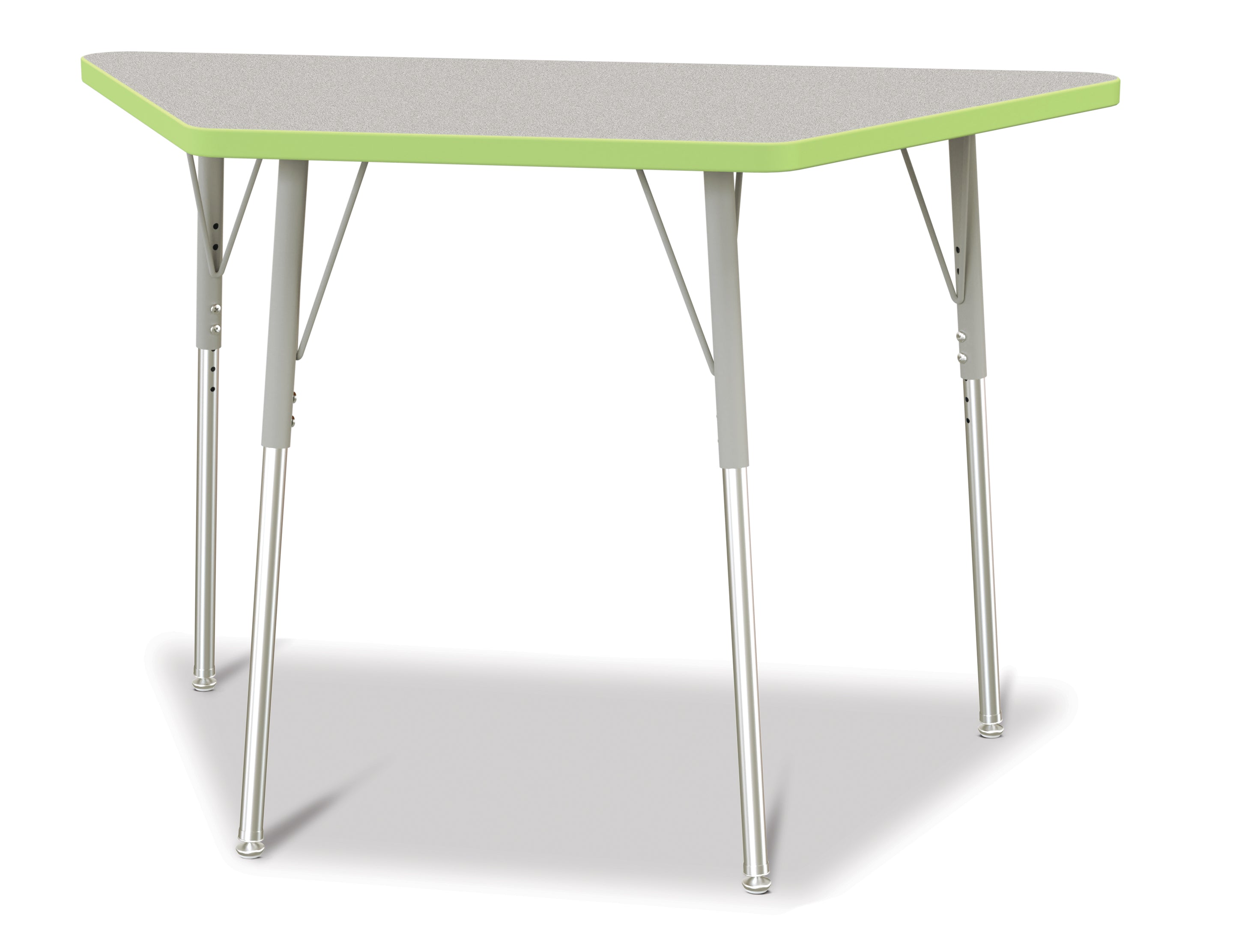 Berries® Trapezoid Activity Tables - 24" X 48", A-height - Freckled Gray/Key Lime/Gray