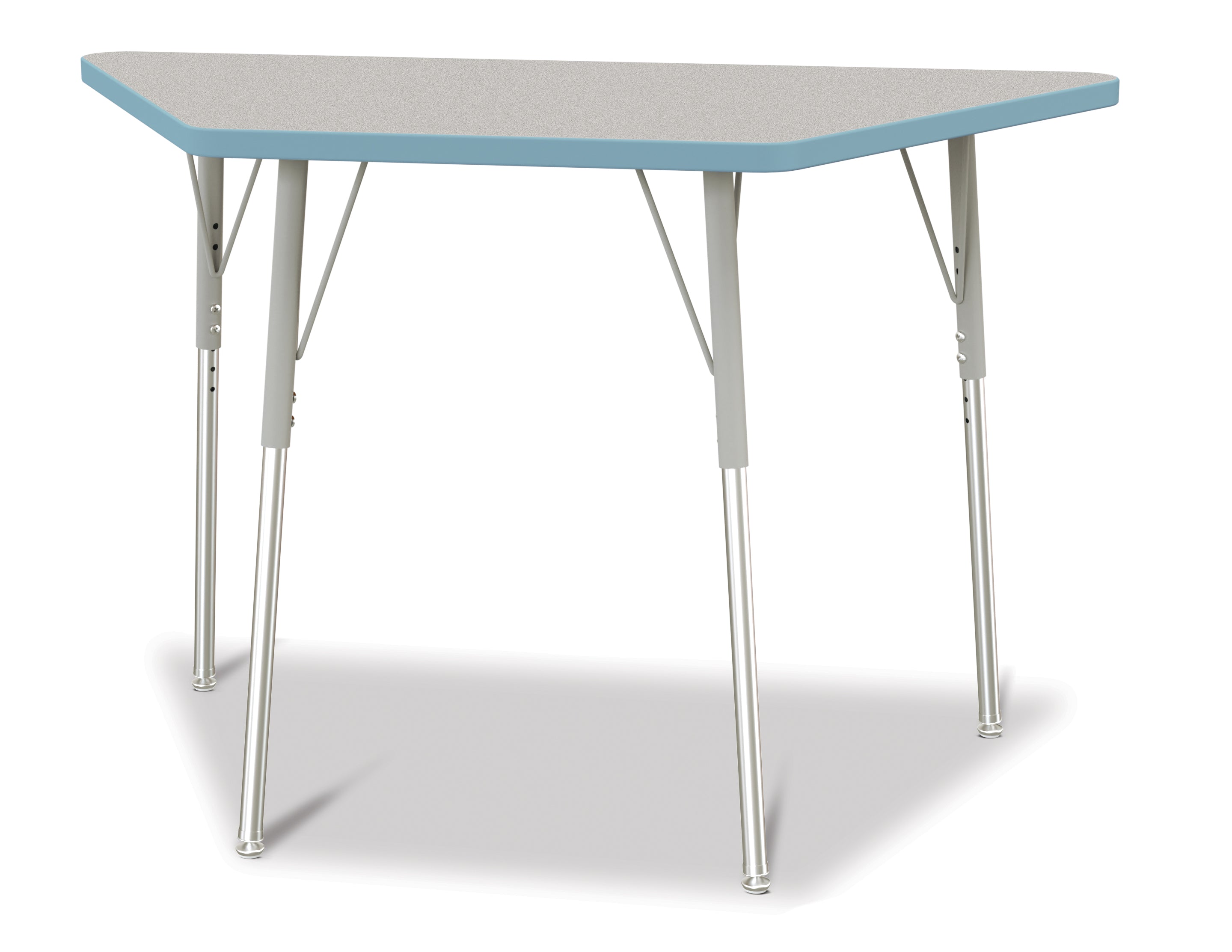Berries® Trapezoid Activity Tables - 24" X 48", A-height - Freckled Gray/Coastal Blue/Gray