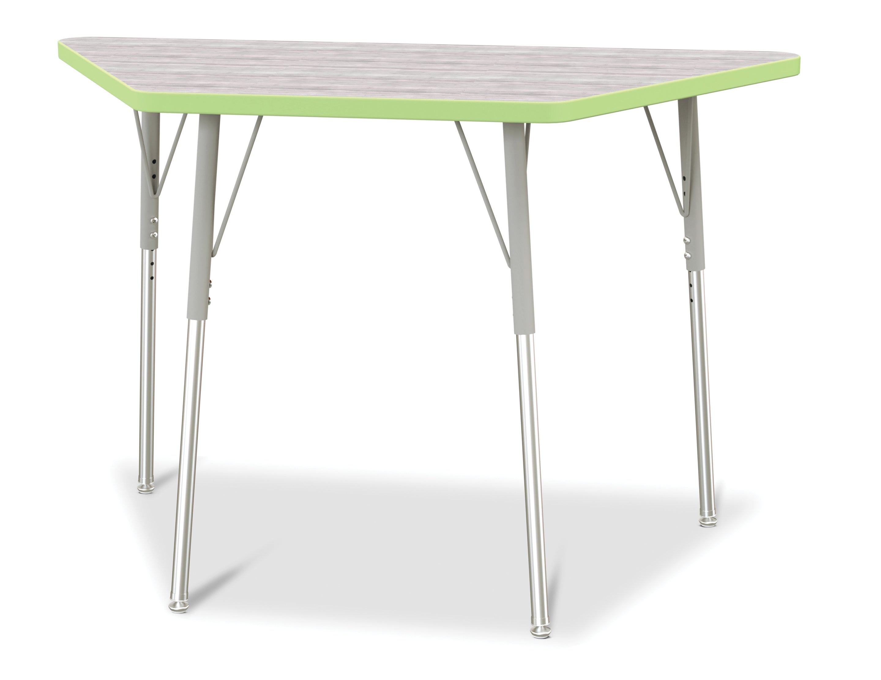 Berries® Trapezoid Activity Table - 24" X 48", A-height - Driftwood Gray/Key Lime/Gray