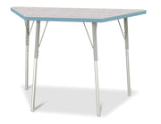 Berries® Trapezoid Activity Table - 24" X 48", A-height - Driftwood Gray/Coastal Blue/Gray
