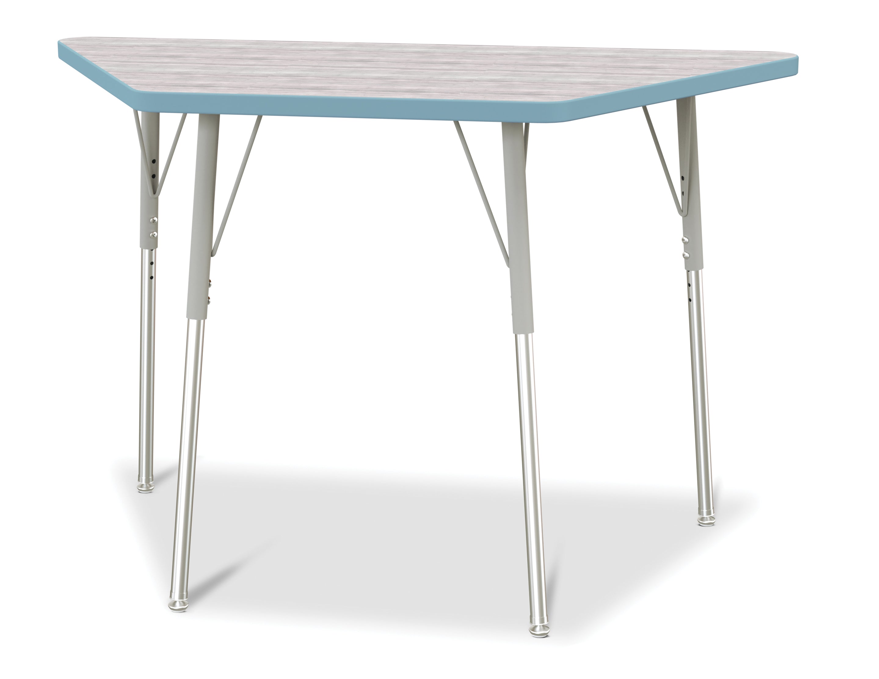 Berries® Trapezoid Activity Table - 24" X 48", A-height - Driftwood Gray/Coastal Blue/Gray