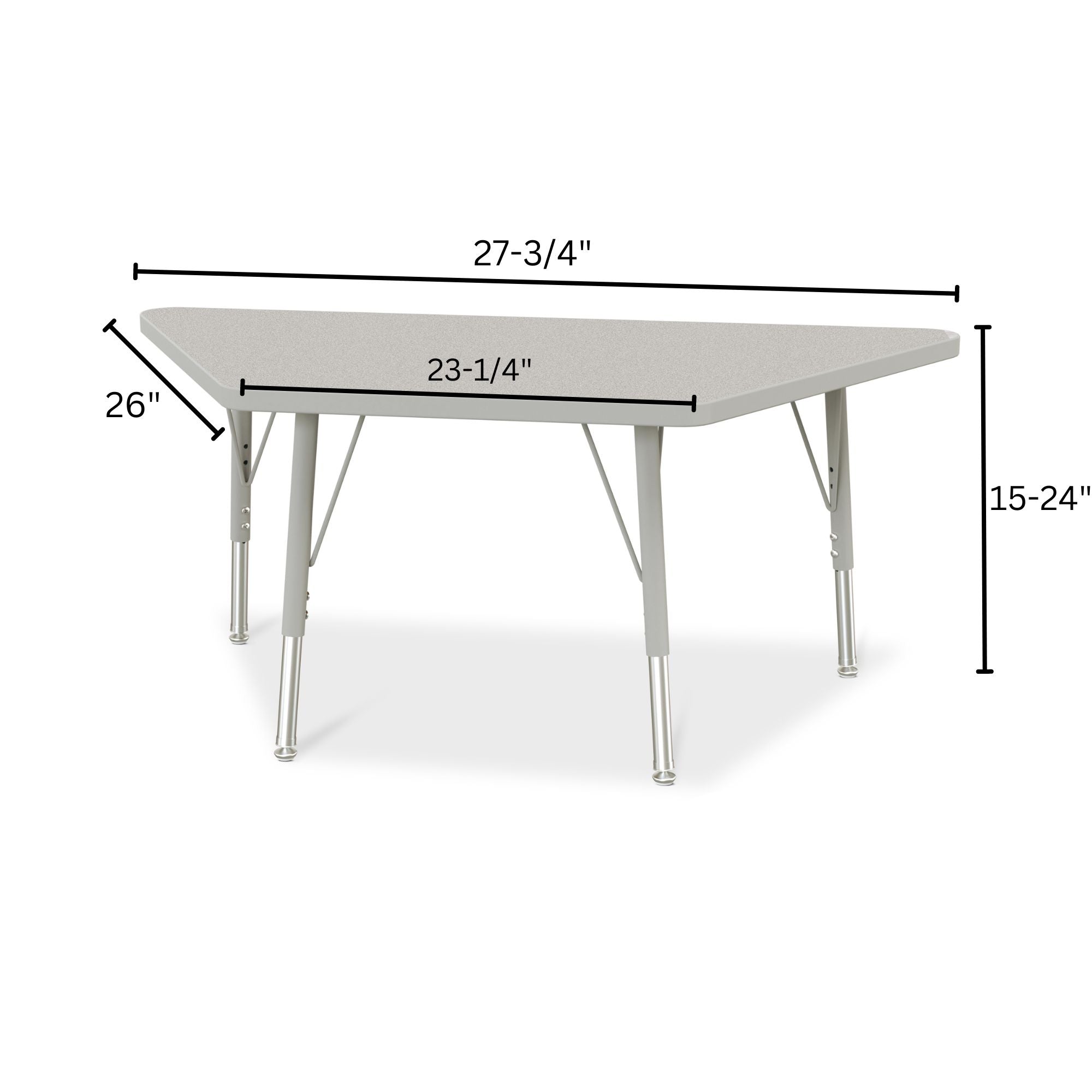 Berries® Trapezoid Activity Tables - 24" X 48", A-height - Freckled Gray/Gray/Gray