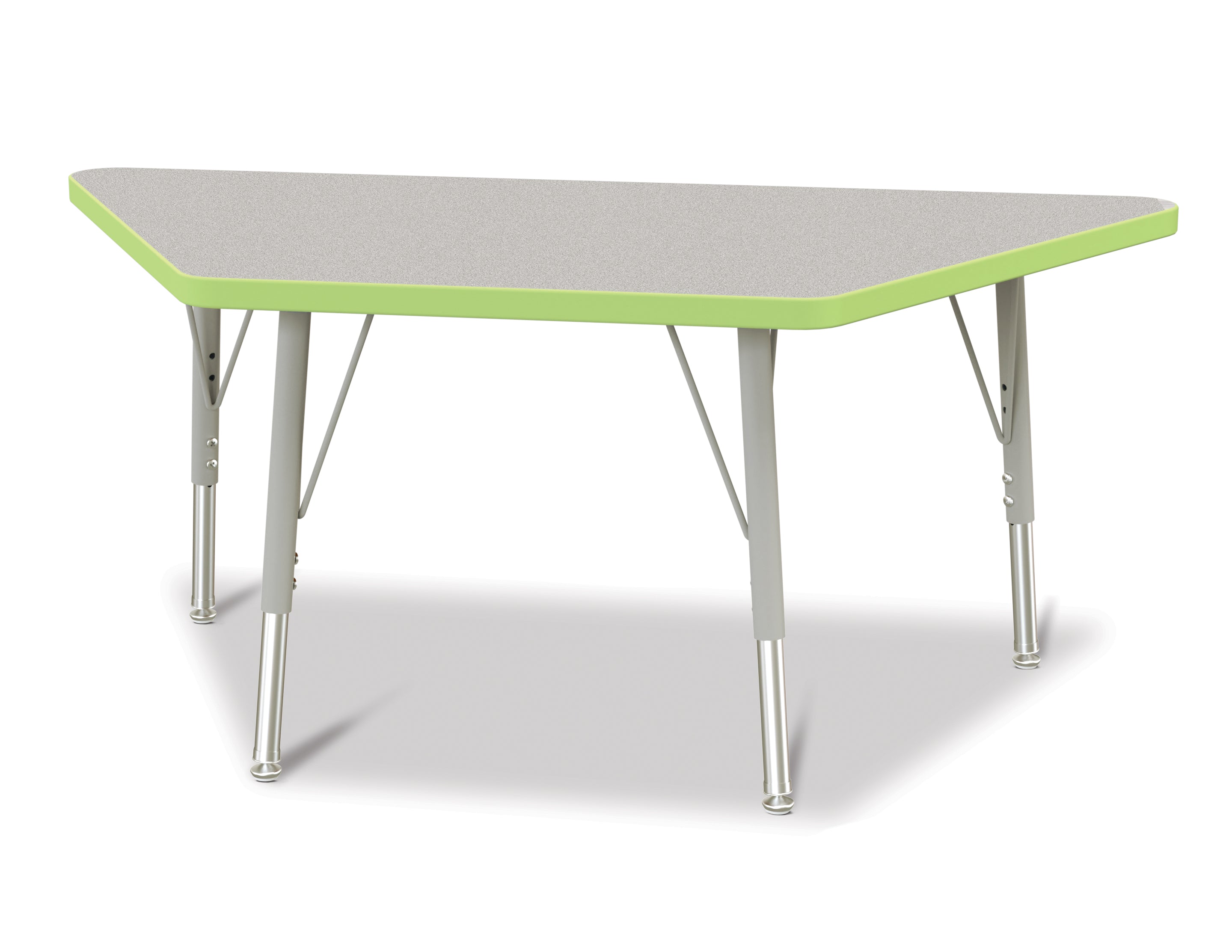 Berries® Trapezoid Activity Tables - 24" X 48", E-height - Freckled Gray/Key Lime/Gray