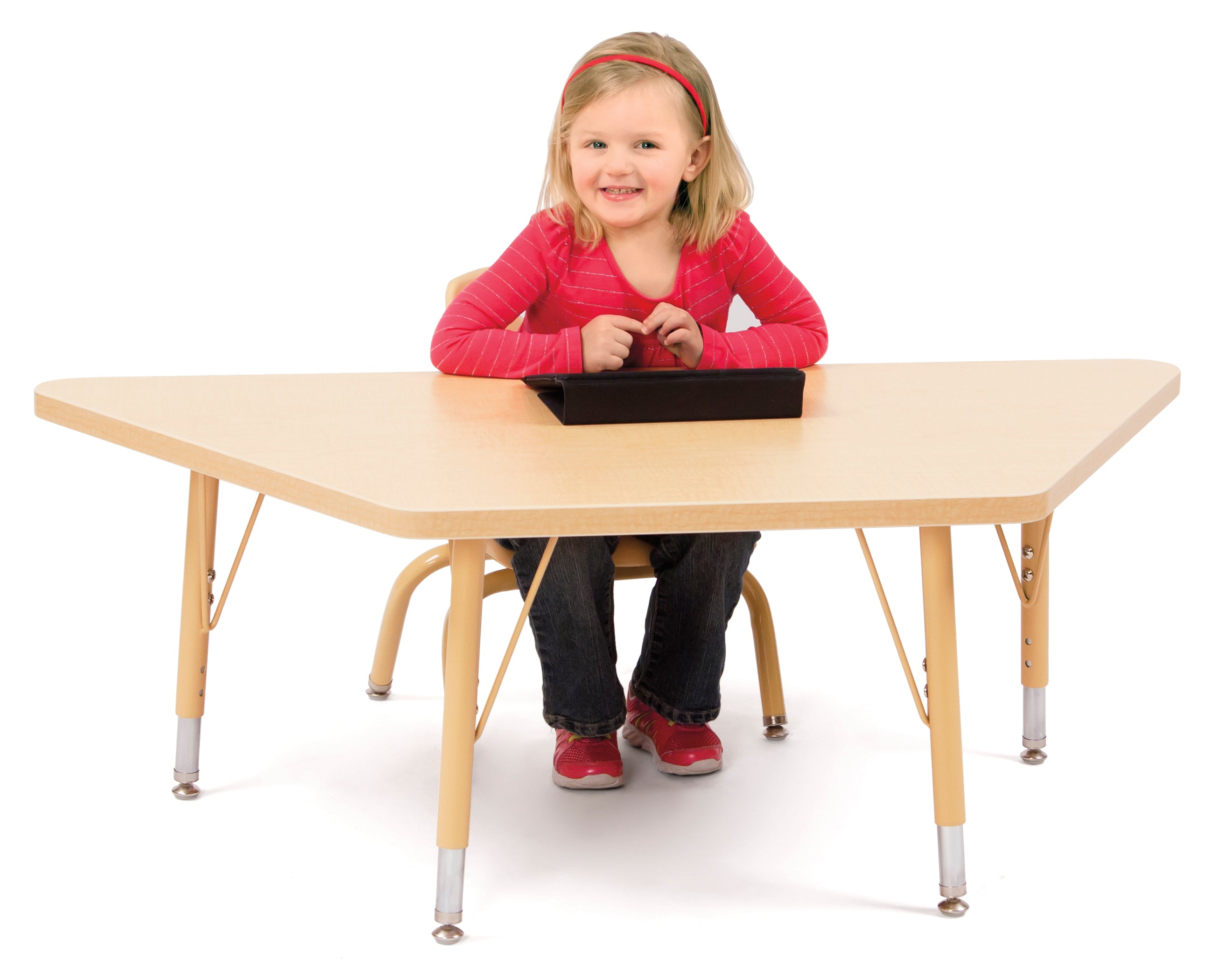 Berries® Trapezoid Activity Tables - 24" X 48", A-height - Maple/Maple/Camel