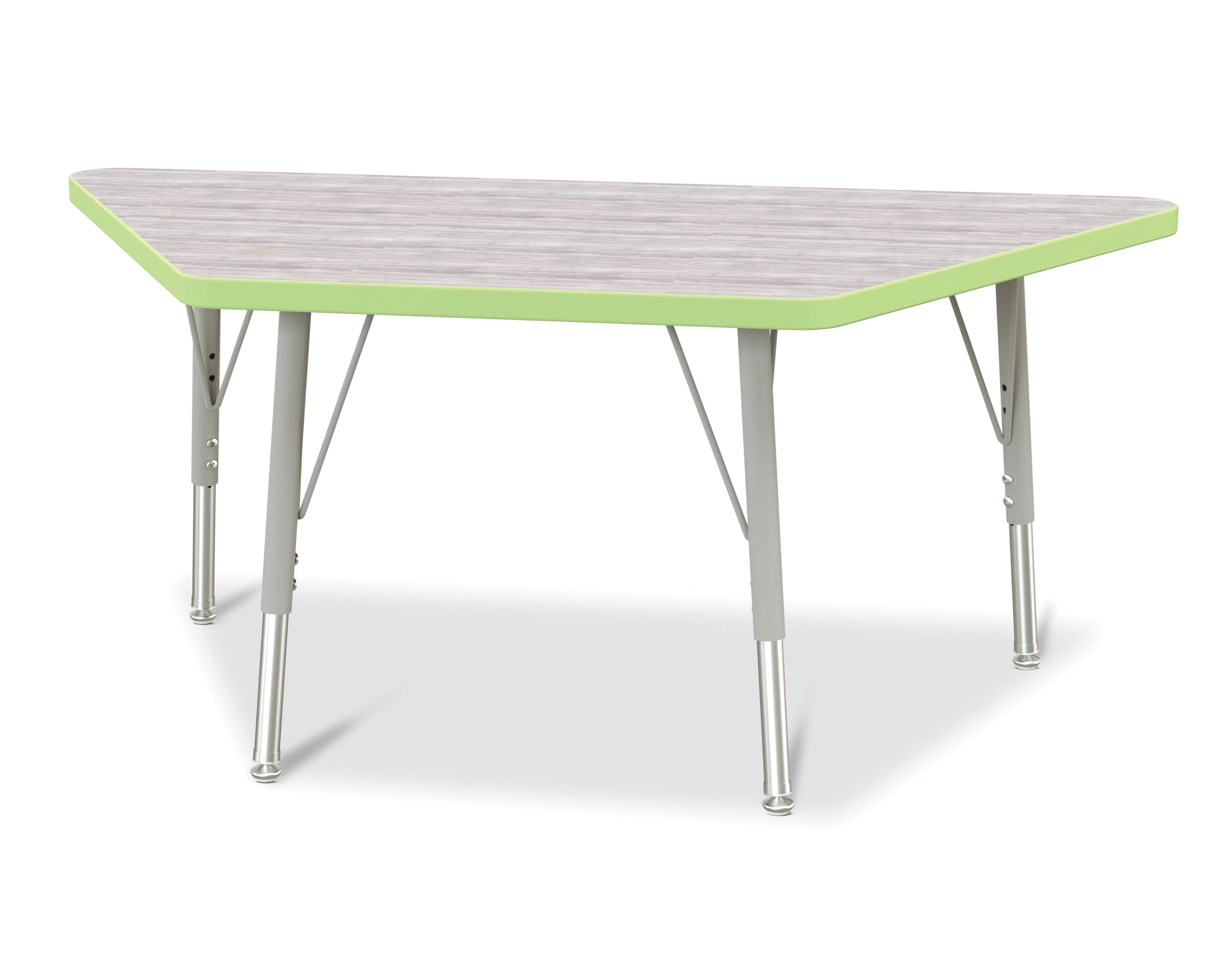 Berries® Trapezoid Activity Table - 24" X 48", E-height - Driftwood Gray/Key Lime/Gray