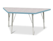 Berries® Trapezoid Activity Table - 24" X 48", E-height - Driftwood Gray/Coastal Blue/Gray