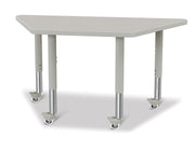Berries® Trapezoid Activity Tables - 24" X 48", Mobile - Freckled Gray/Gray/Gray