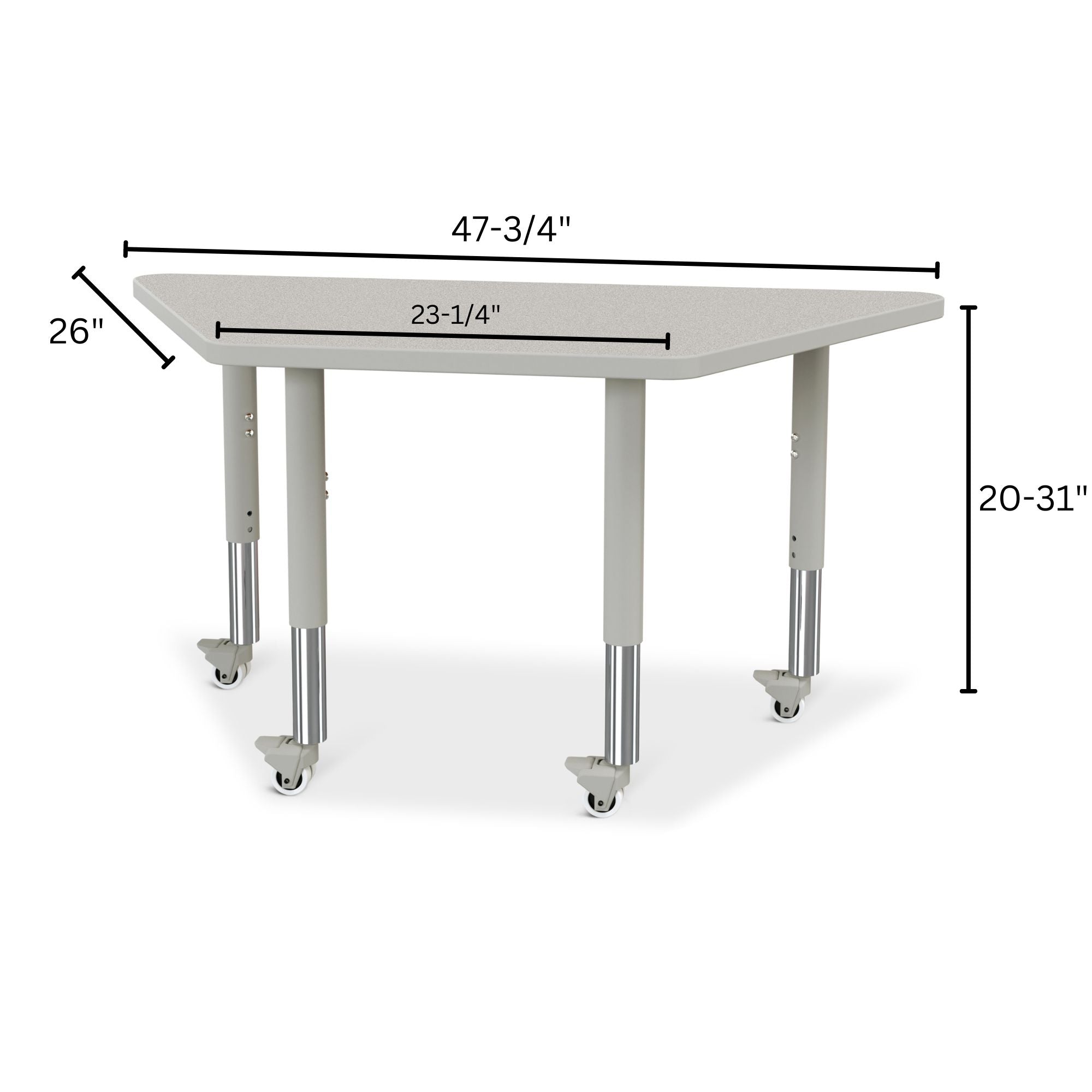 Berries® Trapezoid Activity Tables - 24" X 48", Mobile - Freckled Gray/Gray/Gray