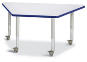 Berries® Trapezoid Activity Tables - 24" X 48", Mobile - Freckled Gray/Blue/Gray