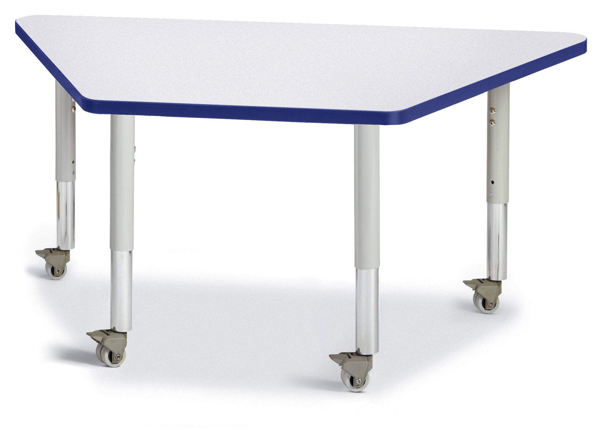 Berries® Trapezoid Activity Tables - 24" X 48", Mobile - Freckled Gray/Blue/Gray