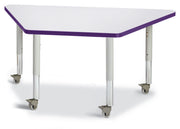 Berries® Trapezoid Activity Tables - 24" X 48", Mobile - Freckled Gray/Purple/Gray
