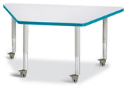 Berries® Trapezoid Activity Tables - 24" X 48", Mobile - Freckled Gray/Teal/Gray