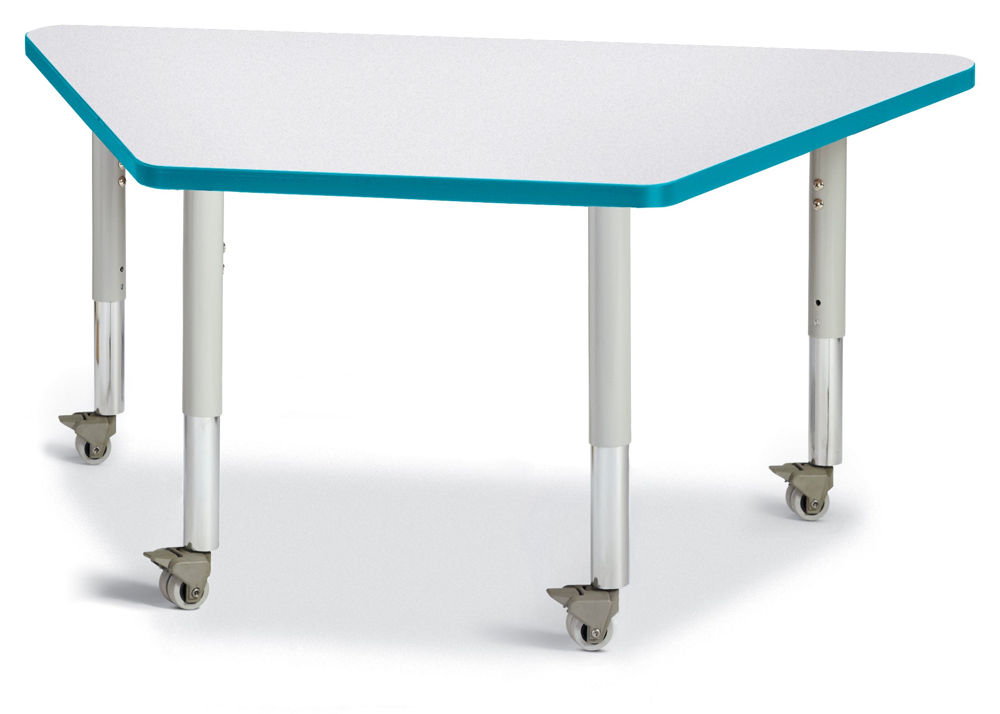 Berries® Trapezoid Activity Tables - 24" X 48", Mobile - Freckled Gray/Teal/Gray