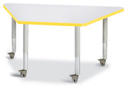 Berries® Trapezoid Activity Tables - 24" X 48", Mobile - Freckled Gray/Yellow/Gray