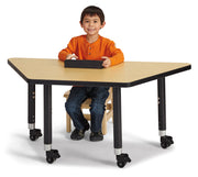 Berries® Trapezoid Activity Tables - 24" X 48", Mobile - Maple/Black/Black