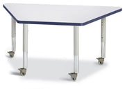 Berries® Trapezoid Activity Tables - 24" X 48", Mobile - Freckled Gray/Navy/Gray