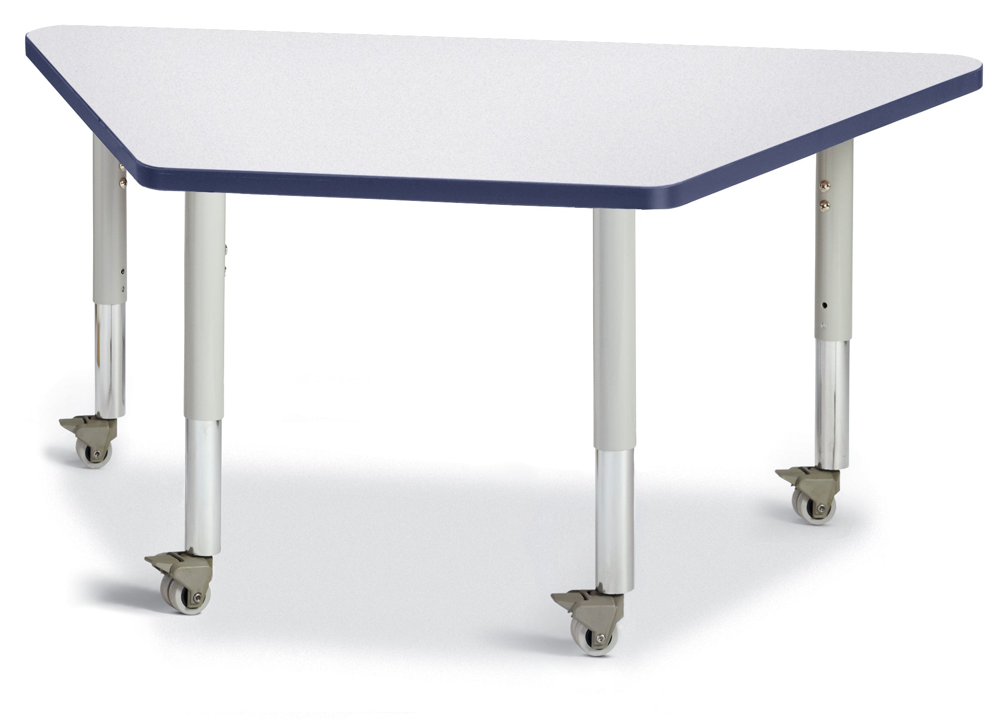 Berries® Trapezoid Activity Tables - 24" X 48", Mobile - Freckled Gray/Navy/Gray