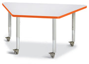 Berries® Trapezoid Activity Tables - 24" X 48", Mobile - Freckled Gray/Orange/Gray