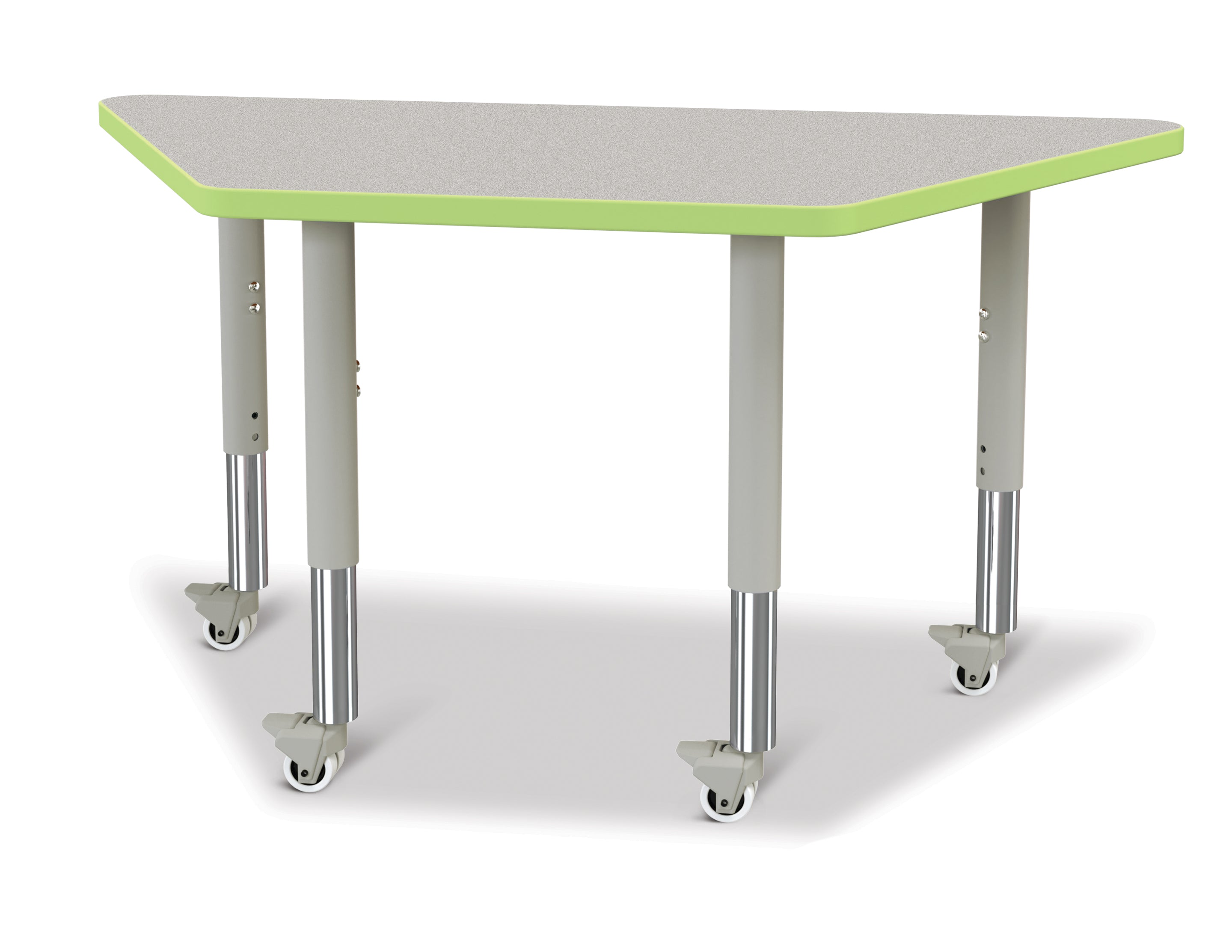 Berries® Trapezoid Activity Tables - 24" X 48", Mobile - Freckled Gray/Key Lime/Gray