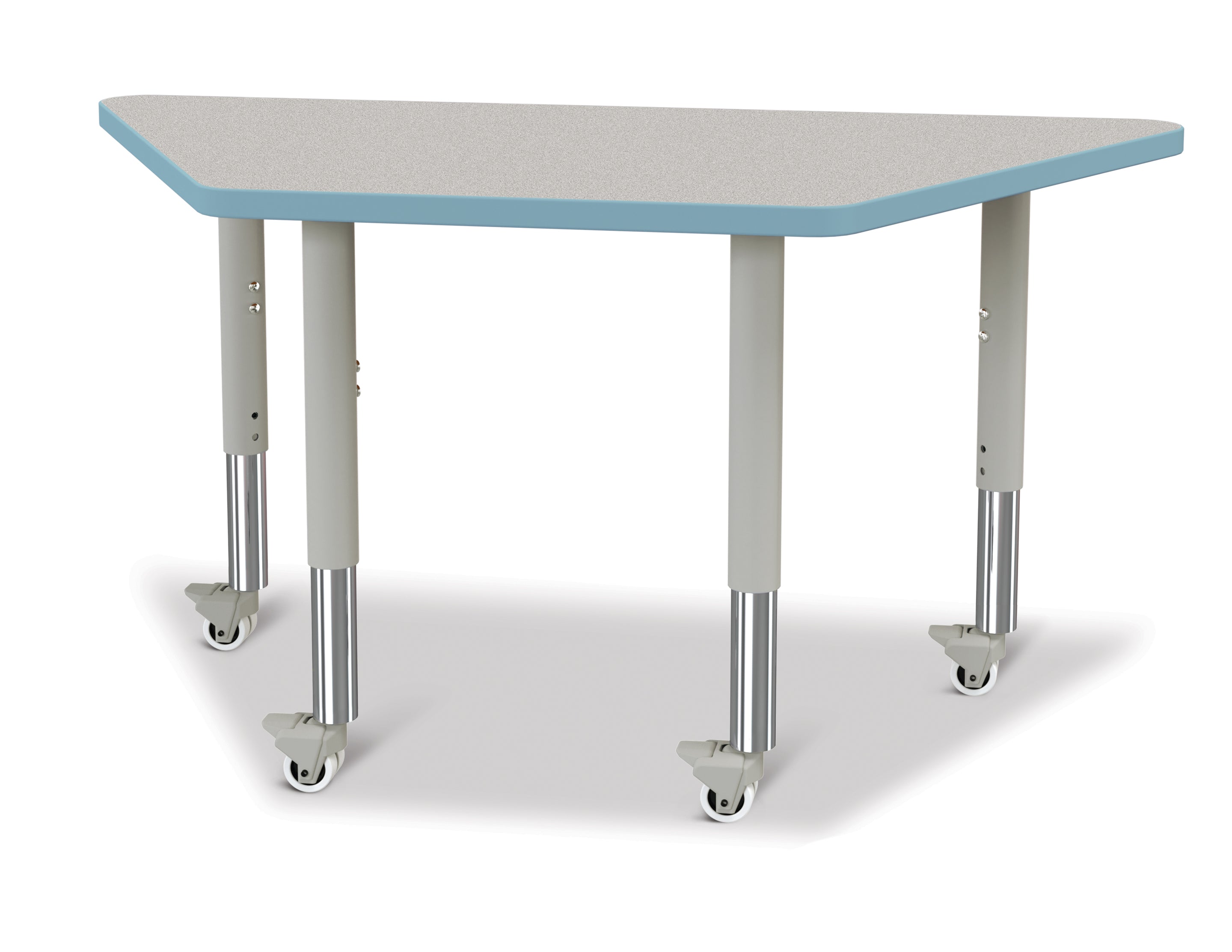Berries® Trapezoid Activity Tables - 24" X 48", Mobile - Freckled Gray/Coastal Blue/Gray