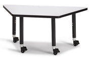 Berries® Trapezoid Activity Tables - 24" X 48", Mobile - Freckled Gray/Black/Black