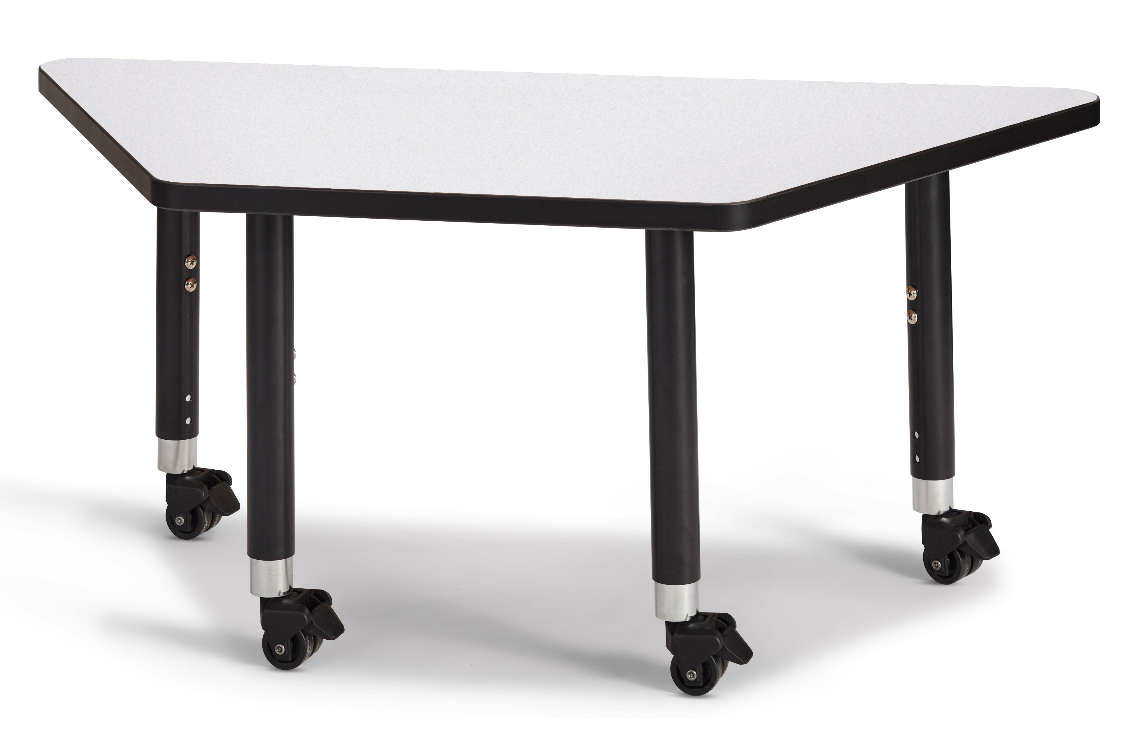Berries® Trapezoid Activity Tables - 24" X 48", Mobile - Freckled Gray/Black/Black