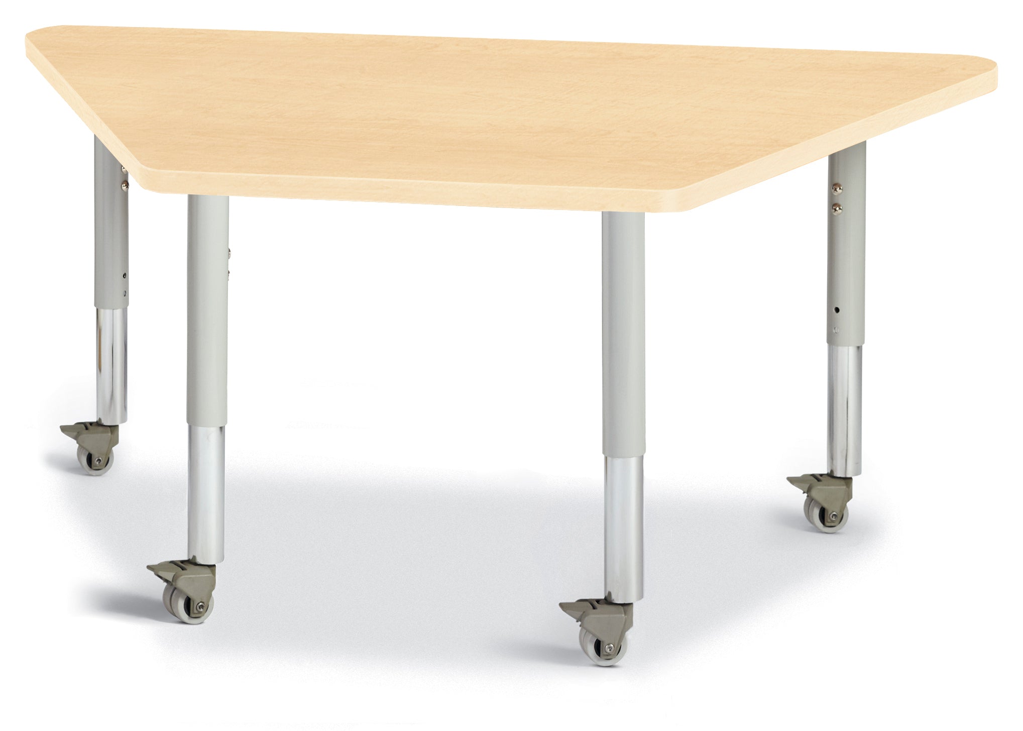 Berries® Trapezoid Activity Tables - 24" X 48", Mobile - Maple/Maple/Gray