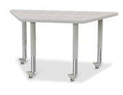 Berries® Trapezoid Activity Table - 24" X 48", Mobile - Driftwood Gray/Gray/Gray