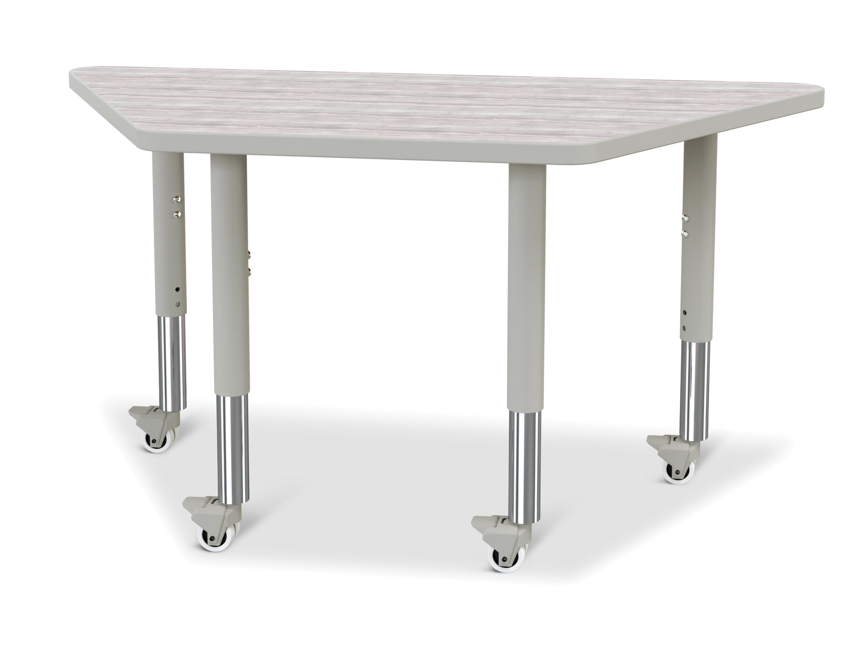 Berries® Trapezoid Activity Table - 24" X 48", Mobile - Driftwood Gray/Gray/Gray