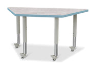 Berries® Trapezoid Activity Table - 24" X 48", Mobile - Driftwood Gray/Coastal Blue/Gray